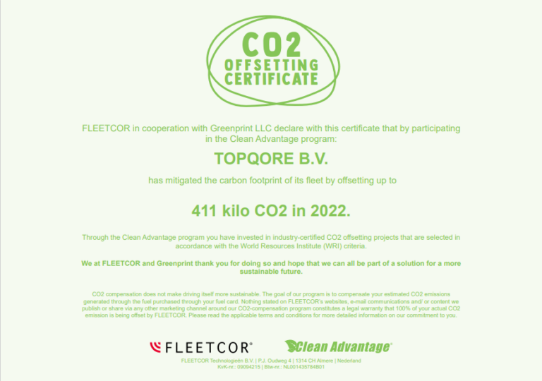 CO2 Offsetting Certificate